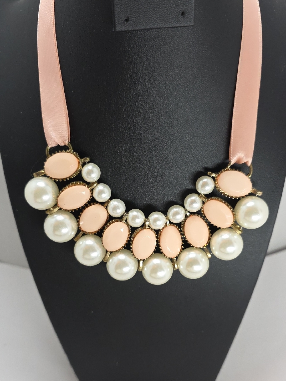 Pink Faux Pearl Statement Necklace